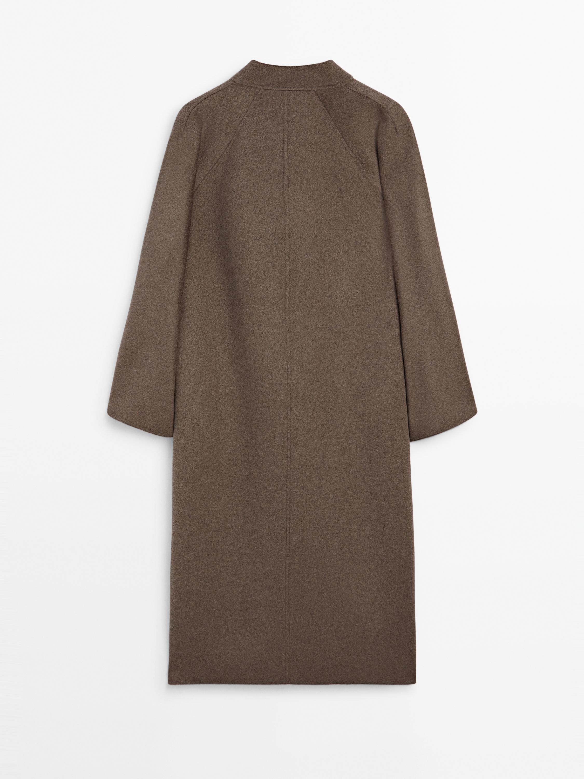 Long open wool blend coat